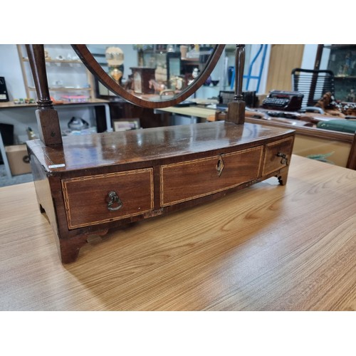 290 - A good antique Victorian dressing table mirror in Mahogany with 3 inlaid drawers to the base in good... 