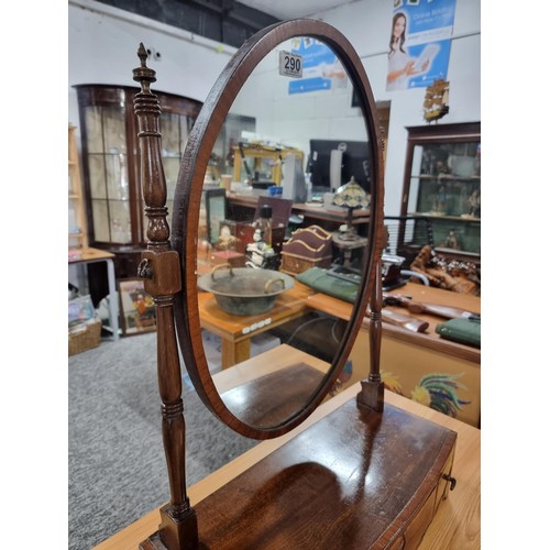 290 - A good antique Victorian dressing table mirror in Mahogany with 3 inlaid drawers to the base in good... 