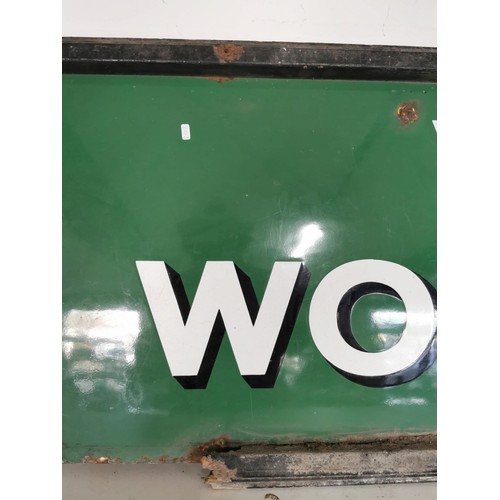 147 - Large vintage enamel Wills Woodbines sign in overall good condition showing little ware, most of fra... 