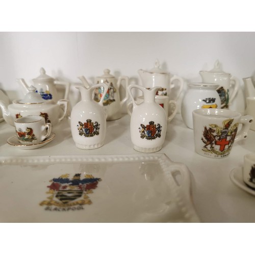 161 - Large quantity of miniature W.H. Goss inc teapots, cups and saucers, cheese domes, jugs etc from Str... 