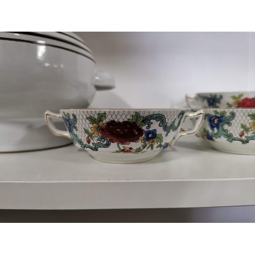 168 - Collection of collectable china inc a large Denby casserole dish, 6x Booths Floradora soup dishes, a... 