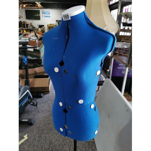 180 - A fully adjustable dressmakers dummy on stand with hip, waist and bust adjustment