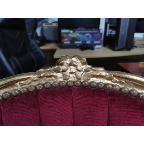 507 - 2x louis xiv carver chairs with button backs have been painted in gold paint in good overall conditi... 