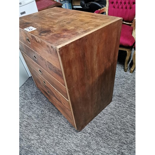 510 - Vintage walnut 5 drawer chest of drawers in good order with inset brass handles to the front height ... 