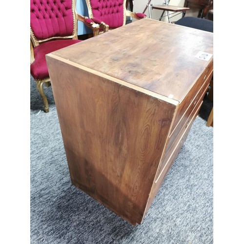 510 - Vintage walnut 5 drawer chest of drawers in good order with inset brass handles to the front height ... 