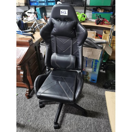 512 - A gaming chair with height and tilt adjustments in good clean condition.