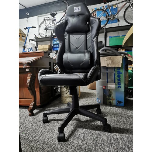 512 - A gaming chair with height and tilt adjustments in good clean condition.