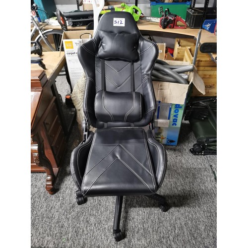 512 - A gaming chair with height and tilt adjustments in good clean condition.