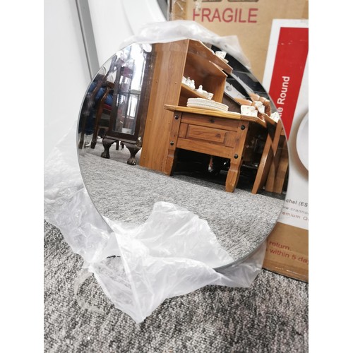 513 - 2x mirrors, inc a boxed vanity mirror and one other matching, diameter of mirror 40cm