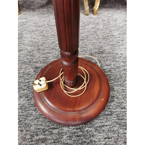 514 - Mahogany standard lamp with large cream shade in overall good condition height 176cm