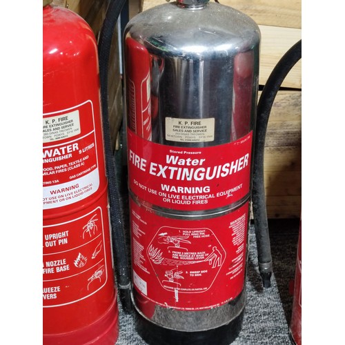 96A - Quantity of 4x fire extinguishers all for water inc a chrome extinguisher