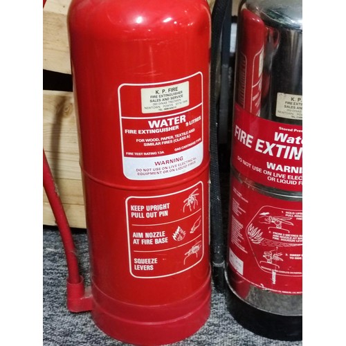 96A - Quantity of 4x fire extinguishers all for water inc a chrome extinguisher