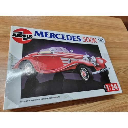 181 - A boxed airfix Mercedes 500k model car kit, unused.