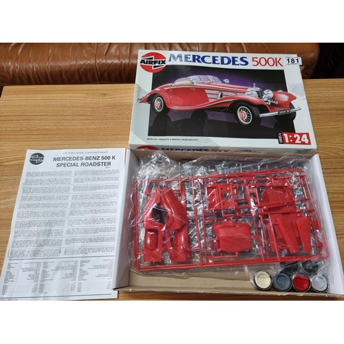 181 - A boxed airfix Mercedes 500k model car kit, unused.