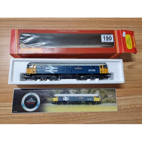 190 - A boxed Hornby R307 BR large loco class 47 county of Norfolk, boxed ,tracked tested and in excellent... 