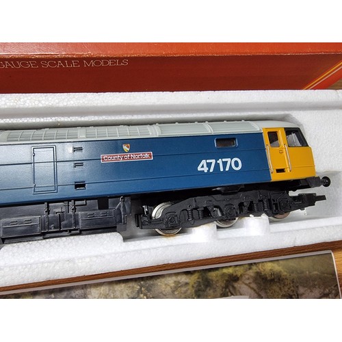 190 - A boxed Hornby R307 BR large loco class 47 county of Norfolk, boxed ,tracked tested and in excellent... 