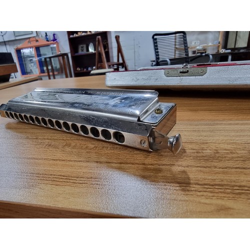 198 - A Hohner The Larry Adler Professional 16 Chromatic Harmonica, in excellent clean condition fitted in... 