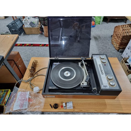 201 - A Pye blackbox model 1022 record player and speakers with BSR P128R deck the record player has port ... 