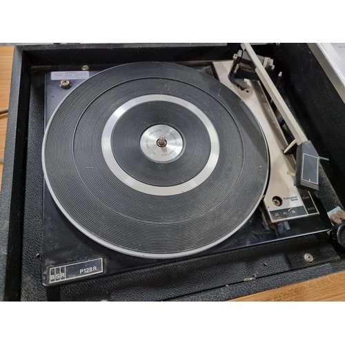 201 - A Pye blackbox model 1022 record player and speakers with BSR P128R deck the record player has port ... 