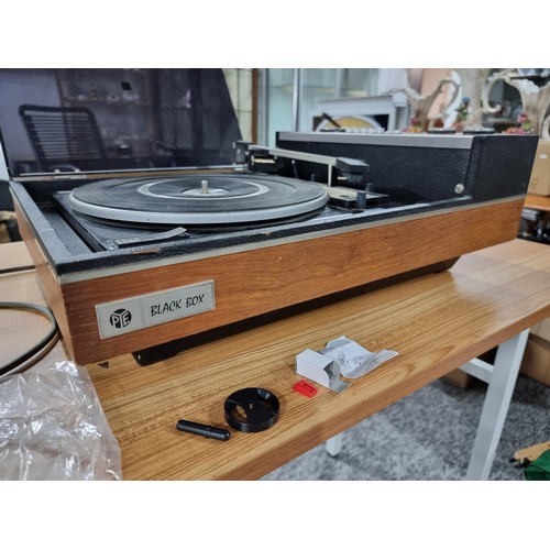 201 - A Pye blackbox model 1022 record player and speakers with BSR P128R deck the record player has port ... 