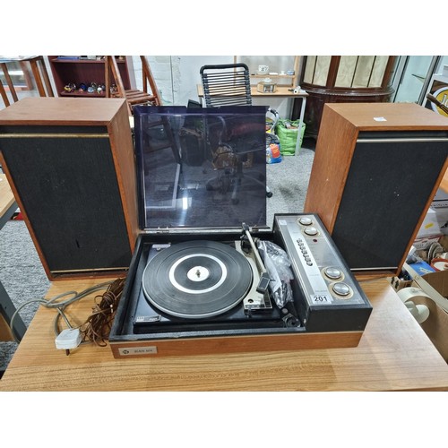 201 - A Pye blackbox model 1022 record player and speakers with BSR P128R deck the record player has port ... 