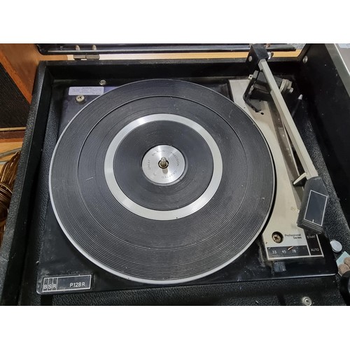 201 - A Pye blackbox model 1022 record player and speakers with BSR P128R deck the record player has port ... 