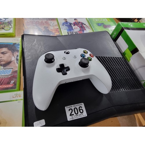 206 - A comprehensive Xbox 360 gaming console bundle to include an Xbox 360, 12 good games, a boxed turtle... 