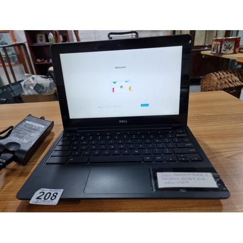 208 - A Dell Chromebook 11 model CB1C13 in full working order and factory resets ready for a new user.