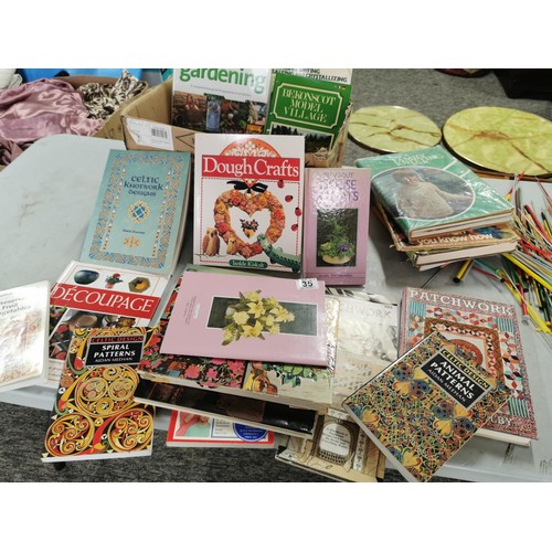 35 - Quantity of craft items inc books on patchwork, celtic designs and motifs, decoupage, dough crafts e... 