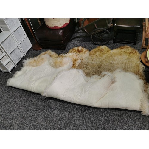 42 - 2x large original sheepskin rugs with coloured tinge to the wool largest measures 194cm by 138cm