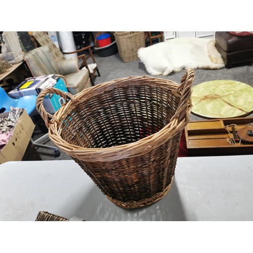 50 - Collection of wicker items inc a picnic basket, log basket, light shade and one other basket