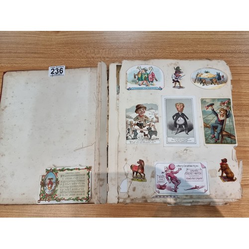 236 - A good scrap album complete to the end filled with mostly  early vintage Christmas and greeting card... 