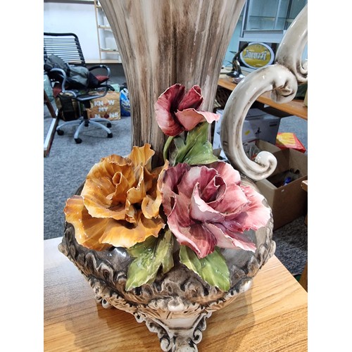 237 - 3x very large impressive ornamental jug vases by Capo Di Monte, to include 2 matching vases with a 3... 