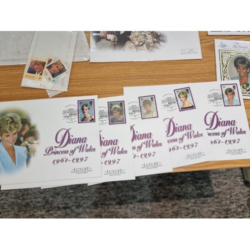 239 - collection of Princess Diana memorabilia to include stamped covers and a large block stamp set of Di... 