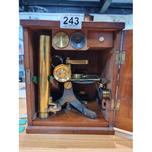 243 - A good quality cased microscope by A.Franks Manchester and Hull along with a large quantity of speci... 