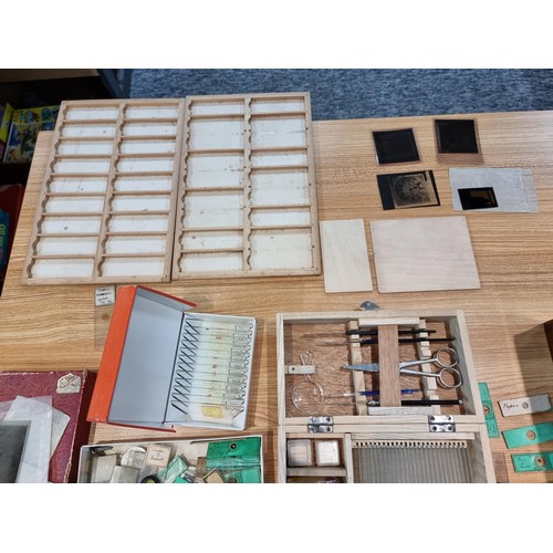 243 - A good quality cased microscope by A.Franks Manchester and Hull along with a large quantity of speci... 