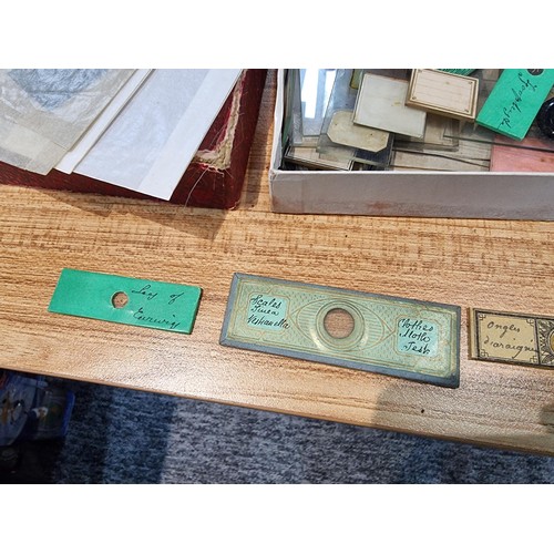 243 - A good quality cased microscope by A.Franks Manchester and Hull along with a large quantity of speci... 