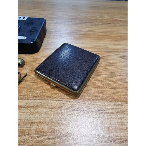 244 - A box containing a quantity of collectables to include a miniature bible and heavy duty brass chain ... 