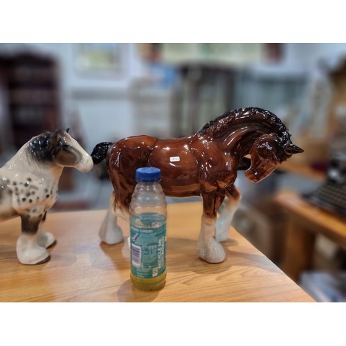 246 - 3 large impressive ceramic cart horses in 3 different colours. 2 have indistinct marks and one has a... 