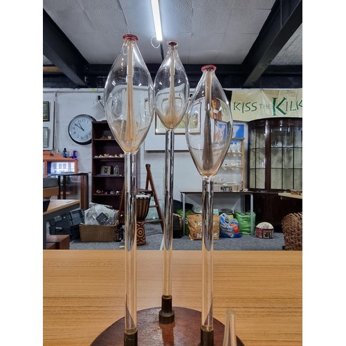248 - An unused Bridale lamp which features 3 hand blown glass stems, featuring fibre wicks which are to b... 