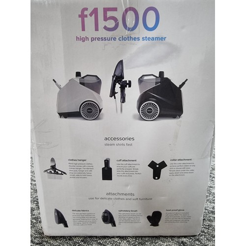 256 - A boxed high pressure clothes steamer, model F1500 by Fridja. RRP £190.