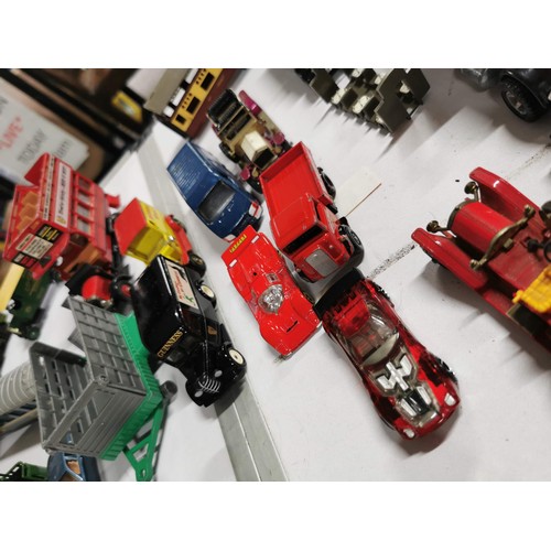 269 - Box containing a large quantity of die cast vehicles inc buses, lorries train carriages, vintage car... 