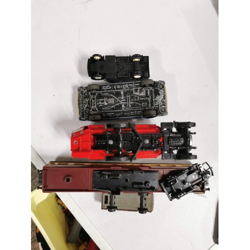 269 - Box containing a large quantity of die cast vehicles inc buses, lorries train carriages, vintage car... 