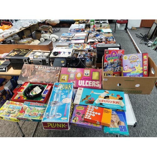 276 - Box full of vintage board games inc operation, ker plunk, Ulcers, along with jigsaw puzzles etc