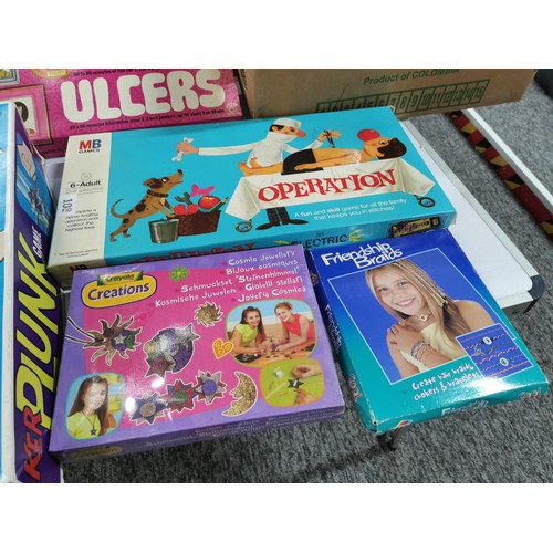 276 - Box full of vintage board games inc operation, ker plunk, Ulcers, along with jigsaw puzzles etc