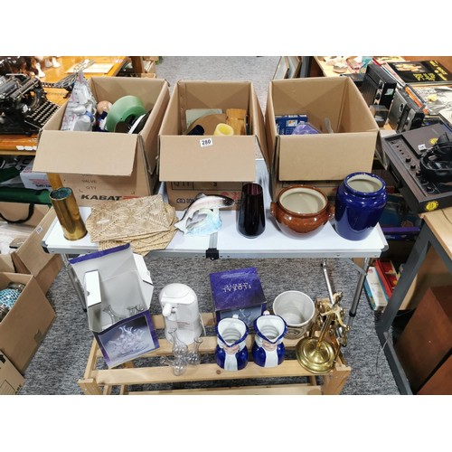 280 - 3x boxes containing a large quantity of collectables inc brass compendium, 2x boxed floral magic gla... 