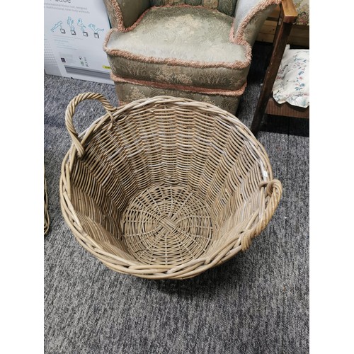 440 - 2x very large wicker log baskets both in good order largest one stands at 50cm high 52cm square