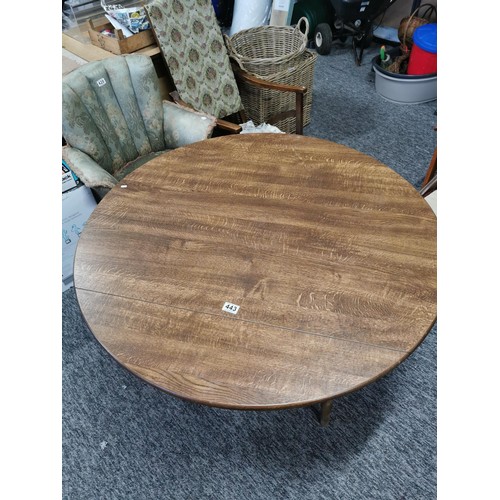 443 - Drop leaf Dinette table light oak in good order, height of 72cm length with leaves up 106cm, leaves ... 