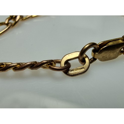 347 - A hallmarked 9ct yellow gold Figaro link bracelet in excellent clean condition and boxed. Total leng... 