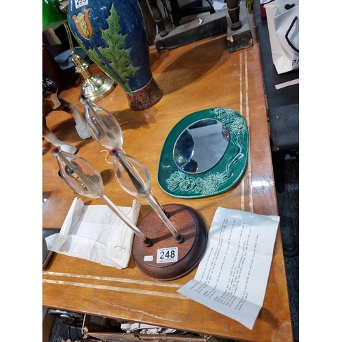 248 - An unused Bridale lamp which features 3 hand blown glass stems, featuring fibre wicks which are to b... 